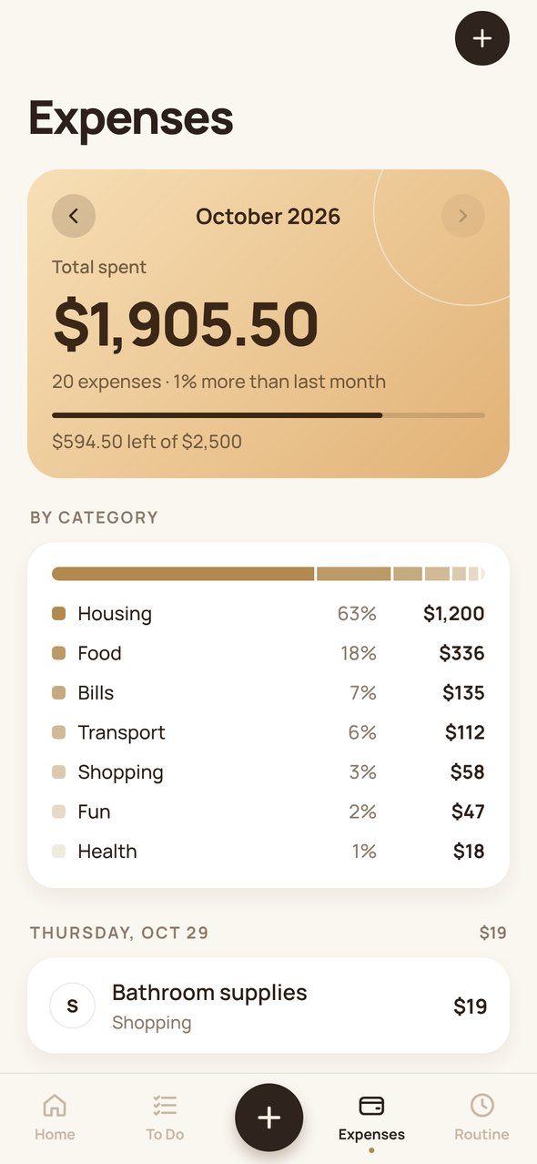 Expenses screen