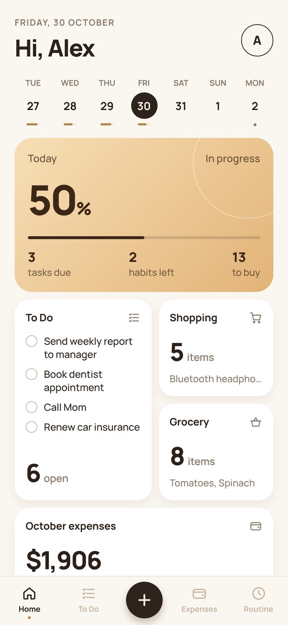 Morrowly home screen